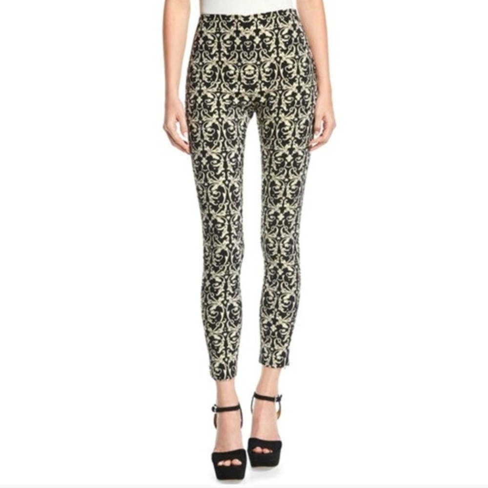Alice + Olivia Royce Damask Side Zip Jacquard Brocade Pant - Picture 2 of 14